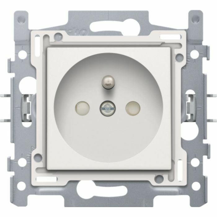 Stopcontact aarding white - Standaard 28,5mm schroefklemmen - 101-66600 | Solyd