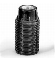 Huppertz Douille en bakélite E14 noire avec nipple 1/8 2 A 250 V sans bague - 701SV