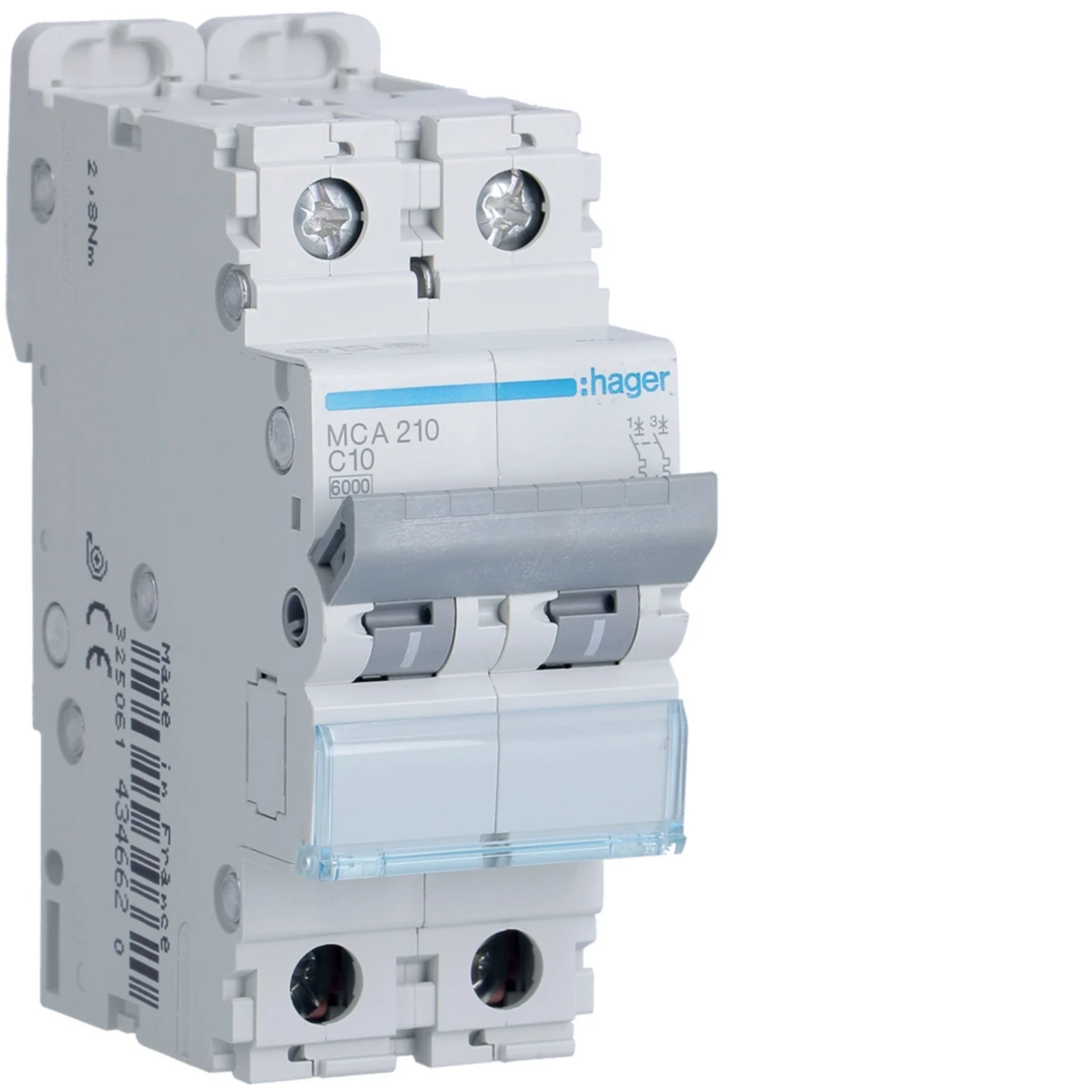Hager Disjoncteur 6ka c 2p 10a 2m - MCA210