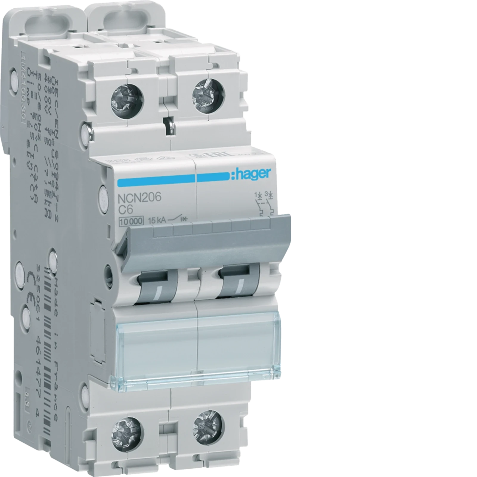 Hager Disjoncteur 10ka c 2p 6a 2m - NCN206