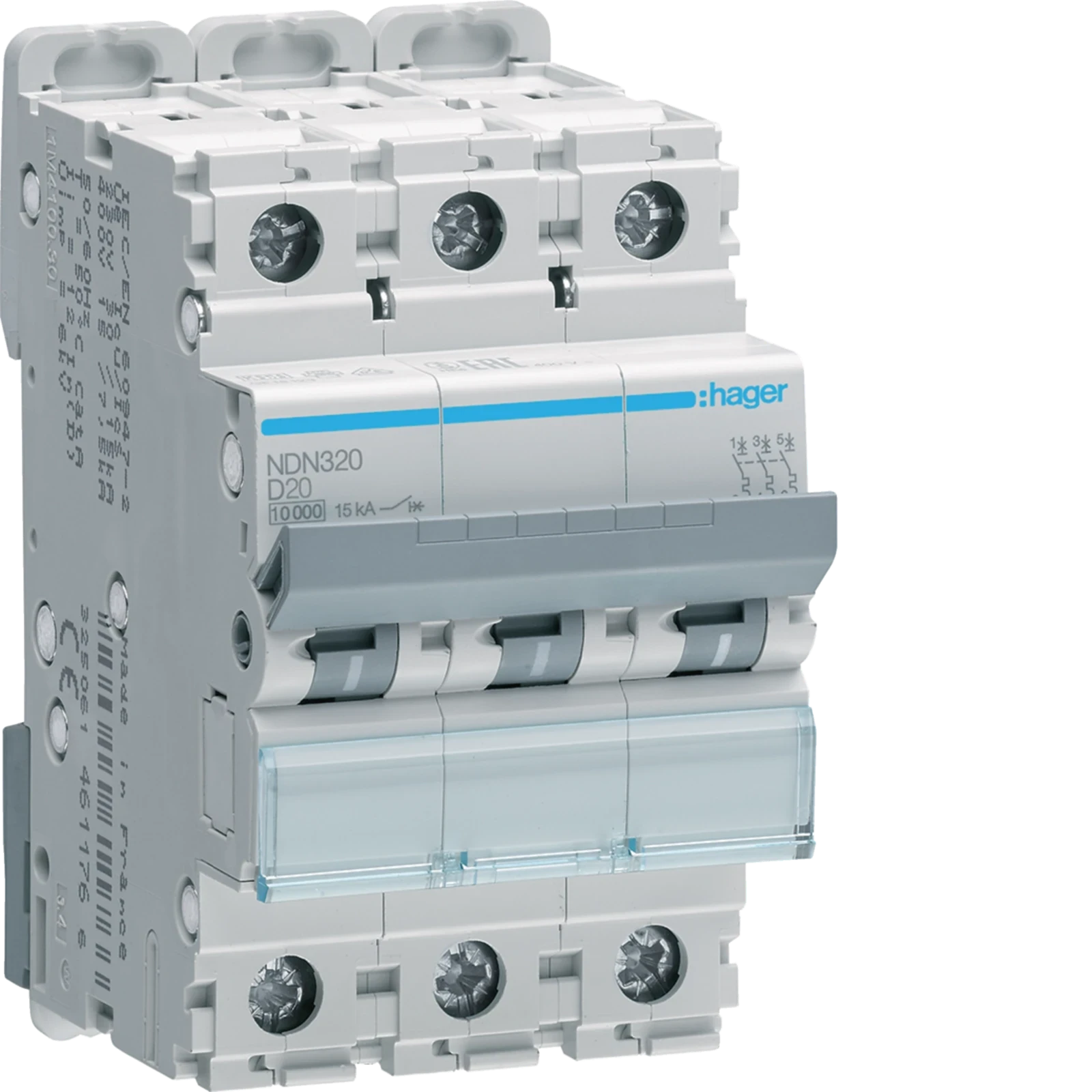 Hager Disjoncteur 10ka d 3p 20a 3m - NDN320