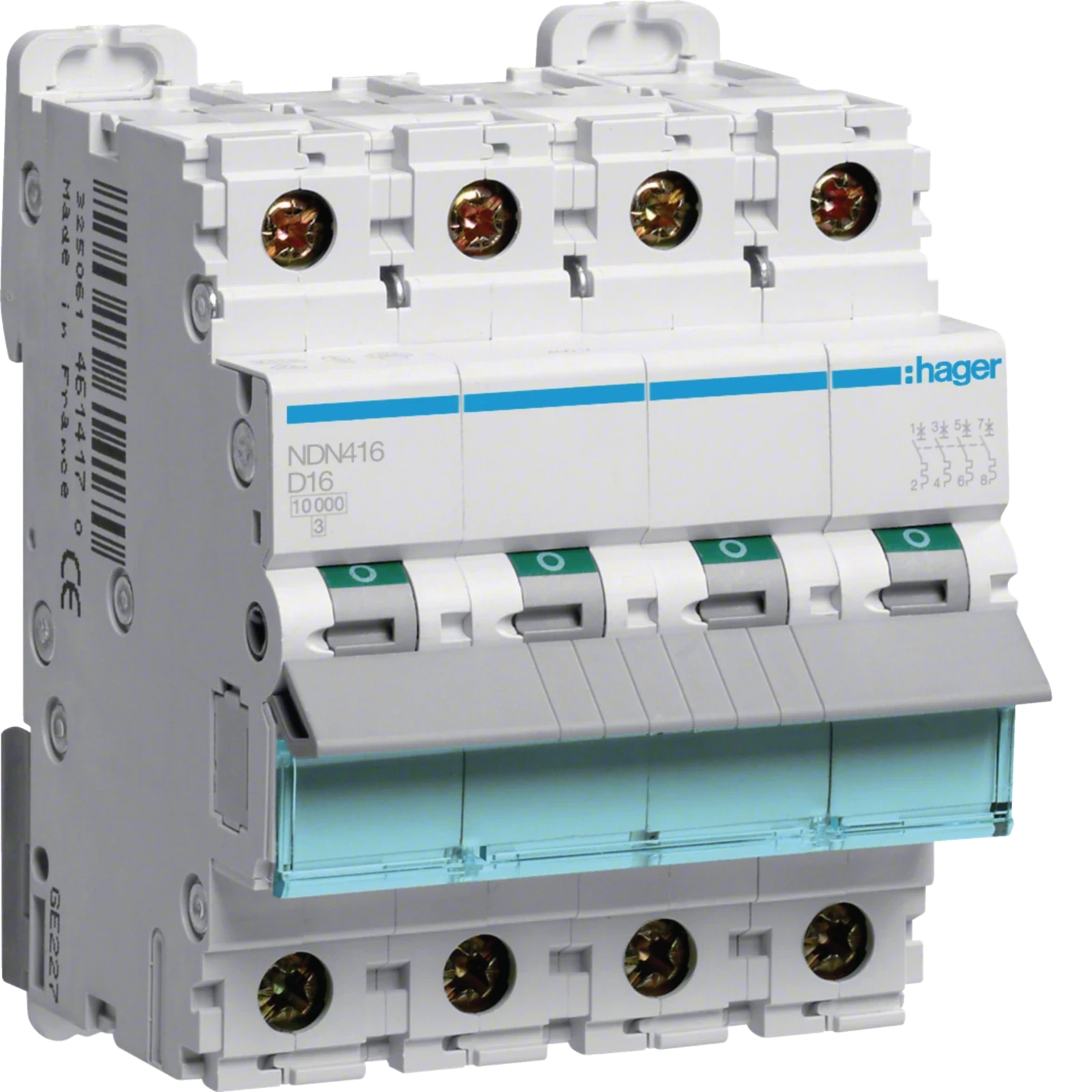 Hager Disjoncteur 10ka d 4p 16a 4m - NDN416
