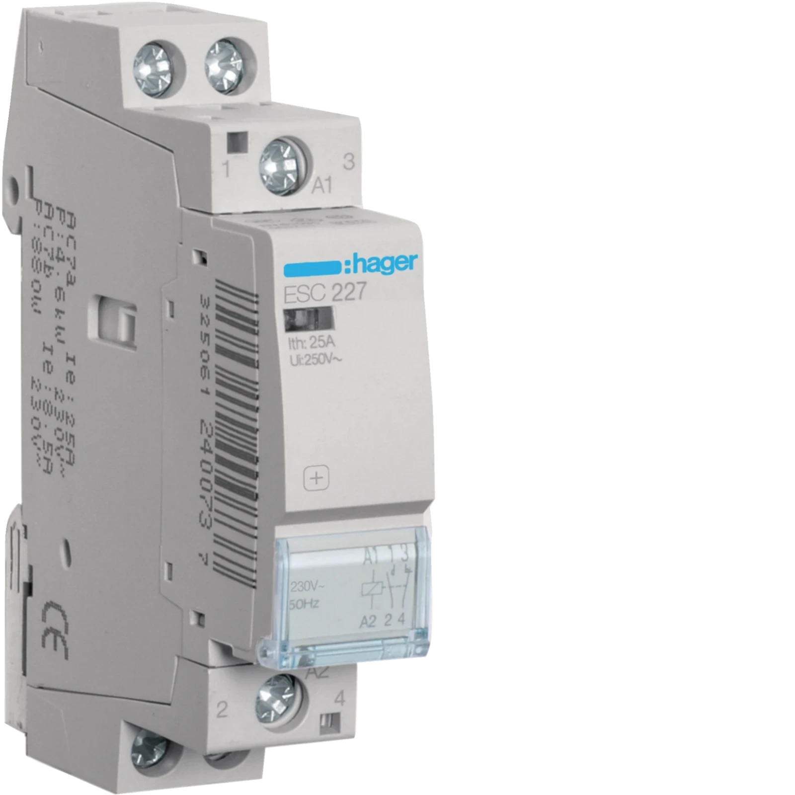Hager Contactor - 2x25a - 230v - 1no - ESC227