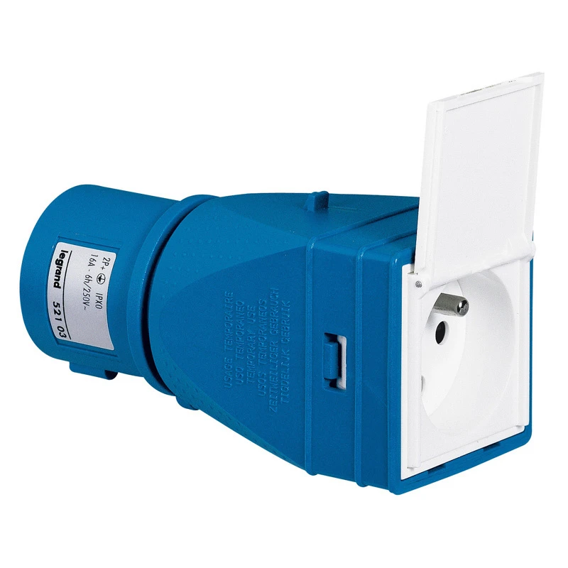 Legrand Adaptor p17 2p+a met deksel - 52103