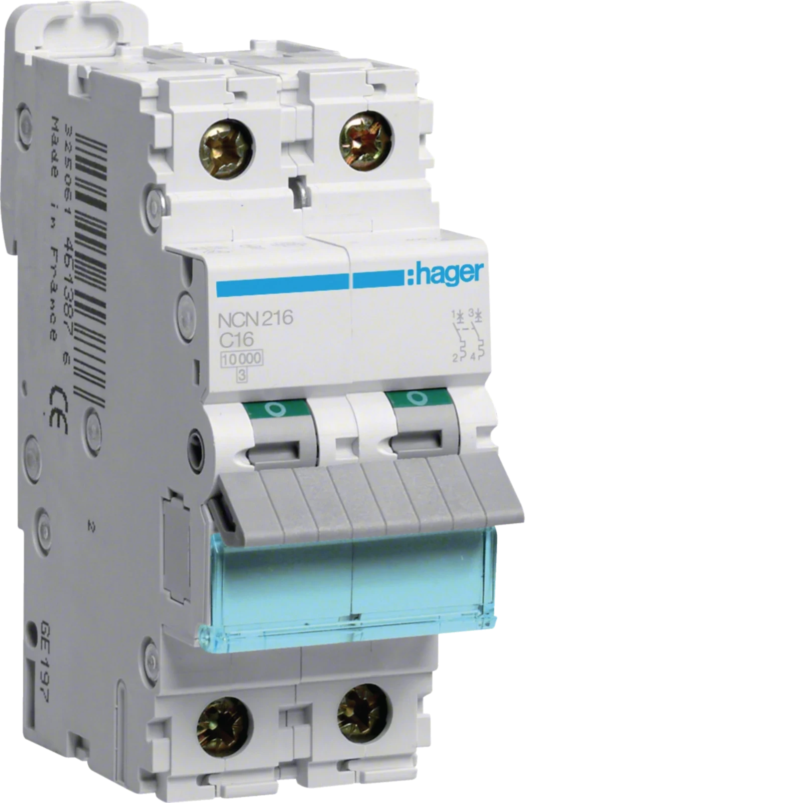Hager Automaat 10ka c 2p 16a 2m - NCN216