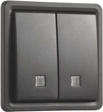 Niko Hydro Bouton-poussoir double éclairable, étanche aux projections d’eau avec bornes à connexion rapide, couleur noir. - 761-35105