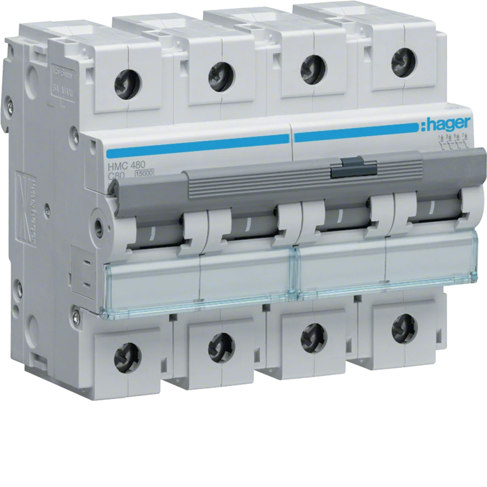 Hager Automaat 15ka 80a  4pp c 6m - HMC480