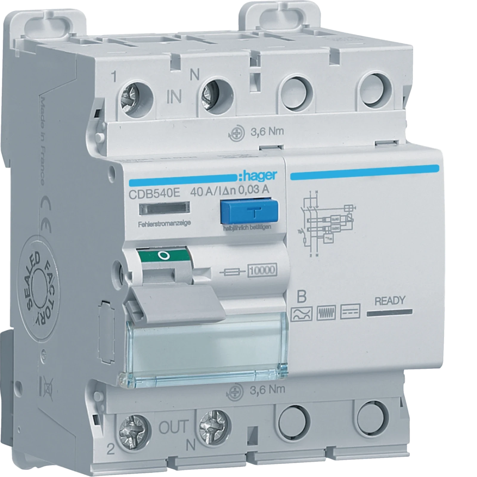 Hager Aardlekschakelaar 2p 40a 30ma - CDB540E