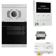 Urmet Kit vidéophone 2 appartements 2 fils avec moniteurs mains libres écran couleur 5'' PAL poste extérieur encastré en plastique avec 2 boutons de sonnette - 1783102VOG