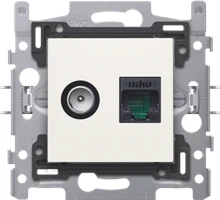 Niko Combinatie coax met RJ45-aansluiting UTP Cat. 6 met klauwbevestiging en afwerkingsset, white - 101-66258