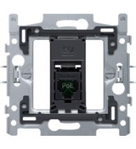 Niko 1 RJ45-aansluiting UTP Cat. 5E, klaar voor PoE++, vlakke uitvoering, incl. sokkel 60 x 71 mm met klauwbevestiging - 170-66151