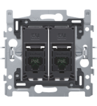 Niko 2 RJ45-aansluitingen UTP Cat. 5E, klaar voor PoE++, vlakke uitvoering, incl. sokkel 60 x 71 mm met klauwbevestiging - 170-66152
