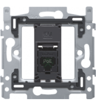 Niko 1 RJ45-aansluiting UTP Cat. 5E, klaar voor PoE++, vlakke uitvoering, incl. sokkel 60 x 71 mm met schroefbevestiging - 170-66251