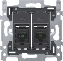 Niko 2 RJ45-aansluitingen UTP Cat. 5E, klaar voor PoE++, vlakke uitvoering, incl. sokkel 60 x 71 mm met schroefbevestiging - 170-66252