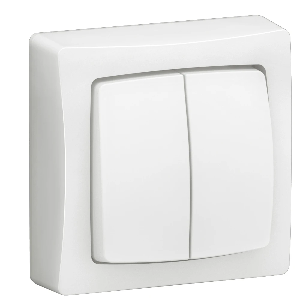 Legrand Oteo dubbele wisselschakelaar of dubbele drukknop 10A - 250V - volledig apparaat - wit - 086020L