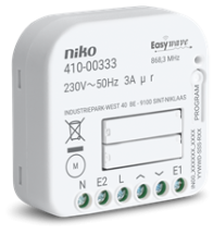 Niko Récepteur RF pour commande de moteur, 230 V, 2 contacts N.O., montage encastré - 410-00333