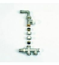 Begetube - Set à 3 voies composé d’une vanne droite thermosta tisable + coude, distributeur inférieur droit à 10