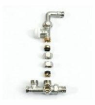 Begetube - Driewegset rechte kraan+bocht thermostatiseerbaar voor muuraansluiting