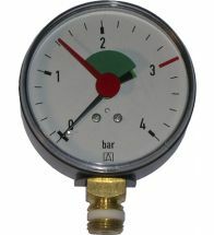 Euro Index - Manomètre avec zone verte 0-4 bar 63 mm raccord UNDER 1/4 RADIAL - 39002