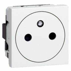 Legrand Mosaic - Prise de courant simple 2P+A plaque plate blanc - 077132 