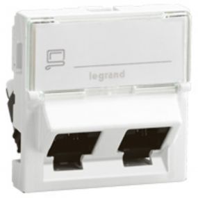 Legrand Mosaic - Stopcontact 2XRJ45 2 modules ftp CAT6 wit - 076506