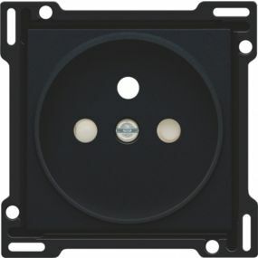 Niko - Centraalplaat stopcontact + penaarde + kinderveiligheid 21MM black steel - 161-66101