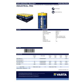 Varta - Alkaline industry LR20 1,5V P/BL1 - 4020.211.111