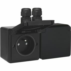 Niko - Stopcontact dubbel 2X2P+PA+KV zwart - 761-37749