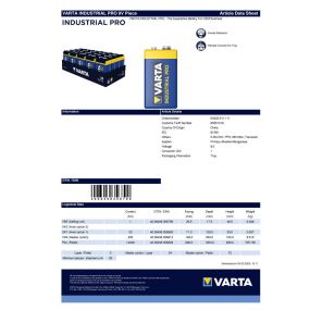 Varta - Alkaline 9V 6LR61 industrial - 4022.211.111