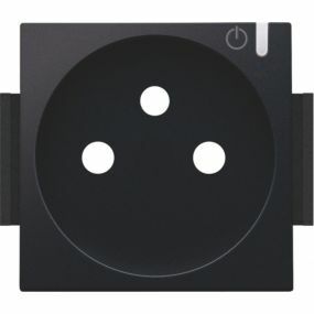 Niko - Centraalplaat stopcontact met knop black steel - 161-66630