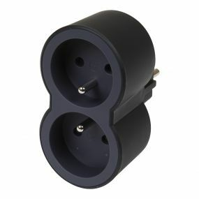 Legrand - Prise de courant Domino 2X2P+A en façade noir - 049432