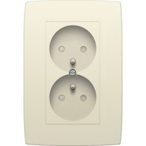 Niko - Prise double + terre + securite enfants 31,5MM cream bornes a vis - 100-67700