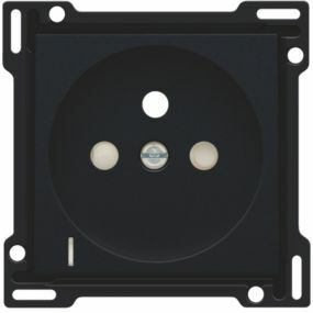 Niko - Centraalplaat stopcontact 2P+A+V black steel - 161-66607