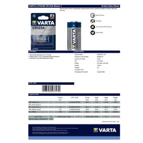 Varta - 'CR123A' 3V BR2/3A - 6205.301.401