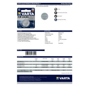 Varta - 'CR2430' 3V - 6430.101.401