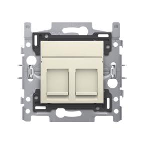 Niko 2 RJ45-aansluitingen UTP Cat. 5E met klauwbevestiging en afwerkingsset, cream - 100-66152
