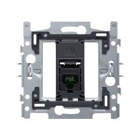 Niko 1 connexion RJ45 UTP Cat. 5E, prêt pour l'alimentation PoE++, modèle plat, incl. socle 60 x 71 mm avec fixation par griffes - 170-66151