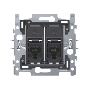 Niko 2 RJ45-aansluitingen UTP Cat. 5E, klaar voor PoE++, vlakke uitvoering, incl. sokkel 60 x 71 mm met klauwbevestiging - 170-66152