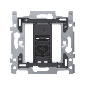 Niko 1 RJ45-aansluiting UTP Cat. 5E, klaar voor PoE++, vlakke uitvoering, incl. sokkel 60 x 71 mm met schroefbevestiging - 170-66251