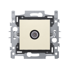Niko Enkelvoudige mannelijke coaxaansluiting voor tv, 2 GHz, sokkel en afwerkingsset, cream - 100-69122