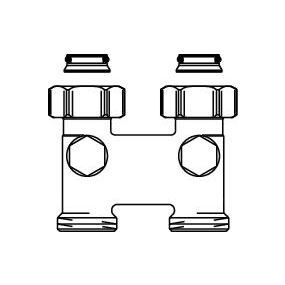 Oventrop - Raccord d’inversion avec arret, modèle droit, entr axe 50 mm, laiton nickelé, G 3/4 écrou x G 3/4 mal