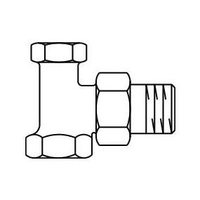 Oventrop - Regelbare koppeling haaks 1/2 x 3/4 combi 2 chrome