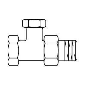 Oventrop - Raccord union de radiateur Combi 2 PN 10, té de ré glage, DN15, G3/4MxG1/2M, bronze/laiton nickelé