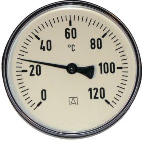 Euro Index - Bimetaal thermometer 100mm messing huls 65mm 0/120grC - 19211
