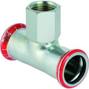 Geberit - Té Mapress Acier Carbone avec filetage intérieur: d=28mm, Rp=1/2, d1=28mm - C-Staal