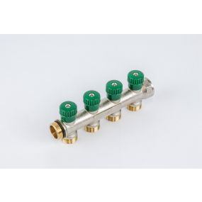 Begetube - Warmgeperste collector 3/4 + 4 x M24 met ingebouwde kranen CHROME O-ring GROEN