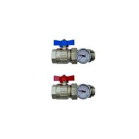 Begetube - Kit de raccordement en laiton chromé pour collecteurs 5/4, avec vannes à sphère et thermomètres - 178130100