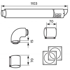 Vaillant - Muurdoorvoerset 80/125 alu/PP ecoTEC VC/W pro/+, ecoMAX VHRS 35/45/65
