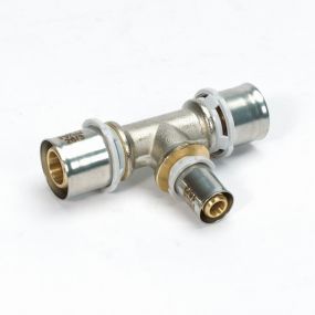 Begetube - Té réduit à sertir laiton 26/3x16/2x26/3 FFF eau potable Alpex