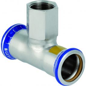 Geberit - Té Mapress Acier Inoxydable avec filetage intérieu r (gaz): d=28mm, Rp=1/2, d1=28mm - RVS